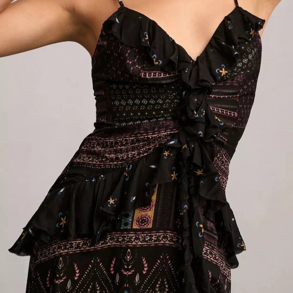 NWT Anthropologie Let Me Be Sheer Printed V-Neck Midi Dress Size M - Picture 5 of 5